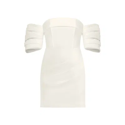 Tia Dorraine Women's Devotion Mini Dress With Detachable Sleeves, Pearl White