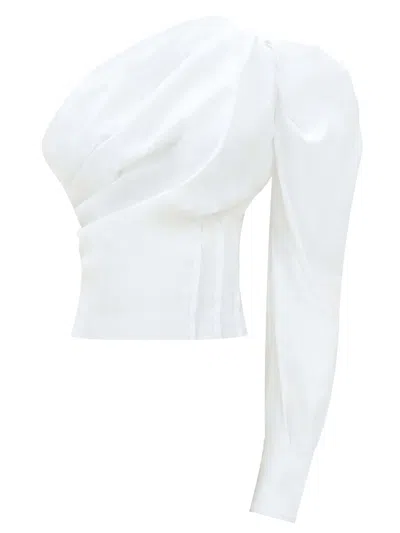 Tia Dorraine Women's Double Identity One-shoulder Poplin Shirt - White
