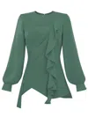 Tia Dorraine Women's Dress To Impress Asymmetric Blouse - Green In Green