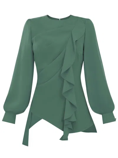 Tia Dorraine Women's Dress To Impress Asymmetric Blouse - Green
