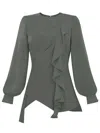 Tia Dorraine Women's Dress To Impress Asymmetric Blouse - Grey In Grey