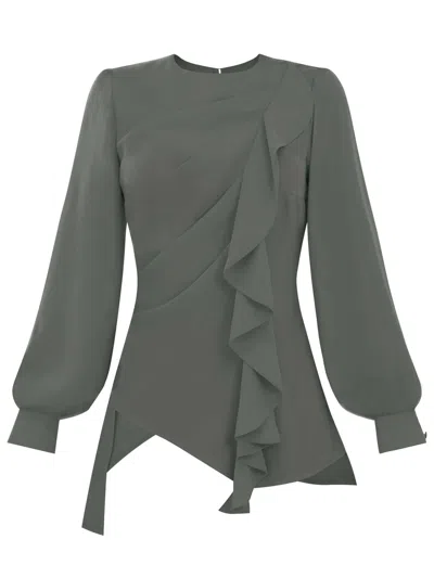 Tia Dorraine Women's Dress To Impress Asymmetric Blouse - Grey