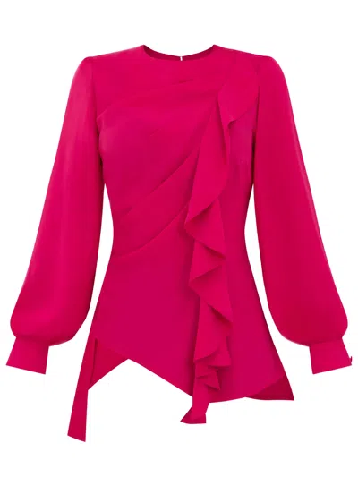 Tia Dorraine Women's Dress To Impress Asymmetric Drape Blouse Pink