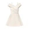 Tia Dorraine Women's Easy To Love Flared Satin Mini Dress, Pearl White In White