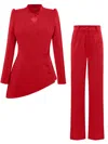 Tia Dorraine Fierce Red Asymmetric Power Suit In Red