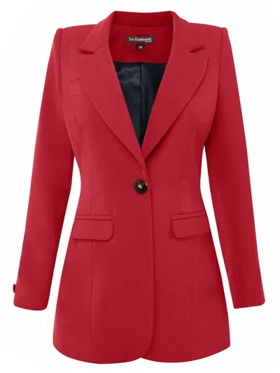 Tia Dorraine Women's Fierce Red Classic Timeless Blazer