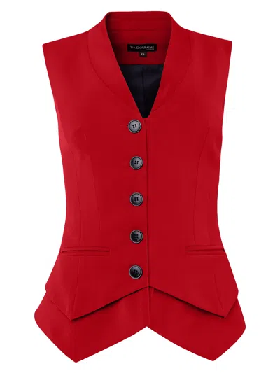Tia Dorraine Women's Fitted Single-breasted Waistcoat - Fierce Red
