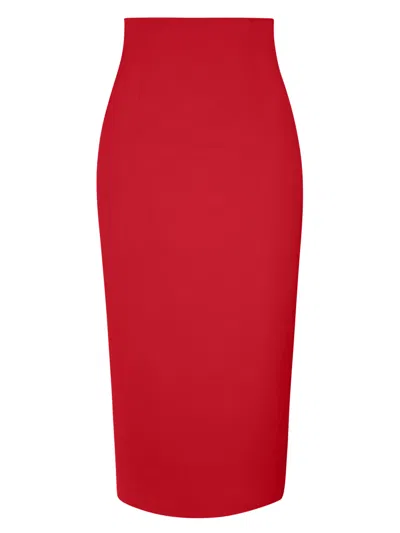 Tia Dorraine Women's High-waist Pencil Midi Skirt - Fierce Red