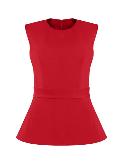 Tia Dorraine Women's Sleeveless Waist-fitted Top - Fierce Red