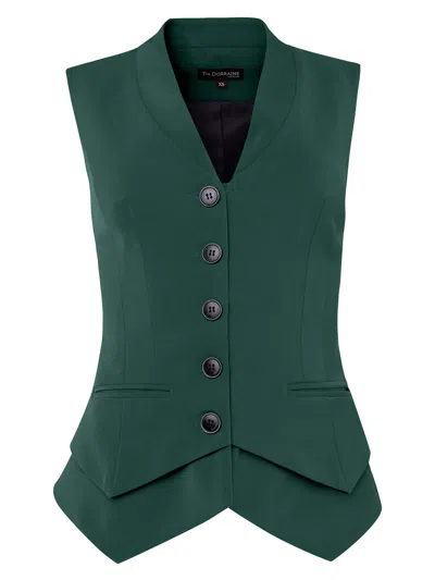 Tia Dorraine Women's Fitted Single-breasted Waistcoat - Dark Green