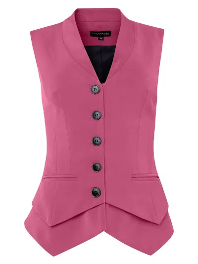 Tia Dorraine Women's Fitted Single-breasted Waistcoat - Super Pink