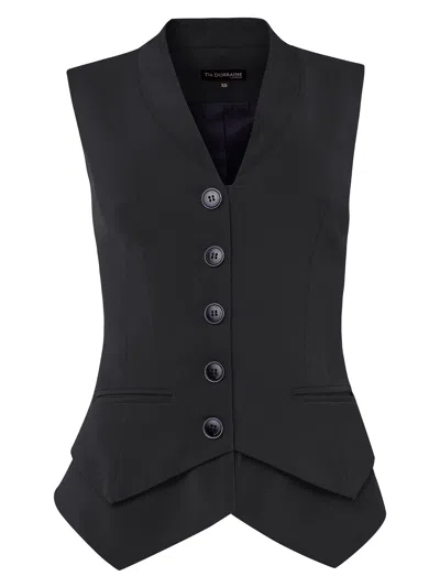 Tia Dorraine Women's Fitted Single-breasted Waistcoat Black