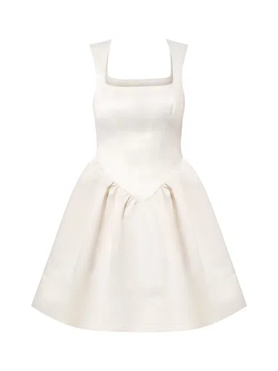 Tia Dorraine Women's Flared Satin Mini Dress - Pearl White