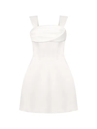 Tia Dorraine Women's Gathered Bust Satin Mini Dress - Pearl White