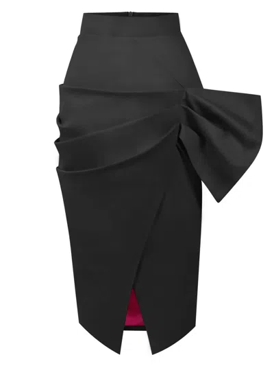 Tia Dorraine Women's Glam Leisure Bodycon Black Midi Skirt
