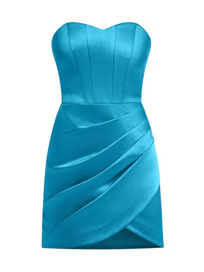 Tia Dorraine Women's Green / Blue A Touch Of Glamour Mini Dress Turquoise In Green/blue