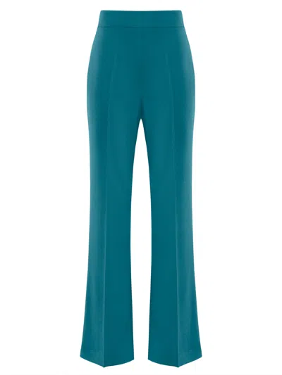 Tia Dorraine Women's Green / Blue High-waist Flared Trousers - Turquoise