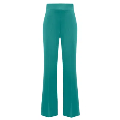 Tia Dorraine Women's Green / Blue High-waist Flared Trousers, Turquoise In Multi
