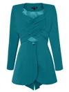 Tia Dorraine Women's Green / Blue Magic Hour Cross-wrap Statement Blazer - Turquoise In Green/blue