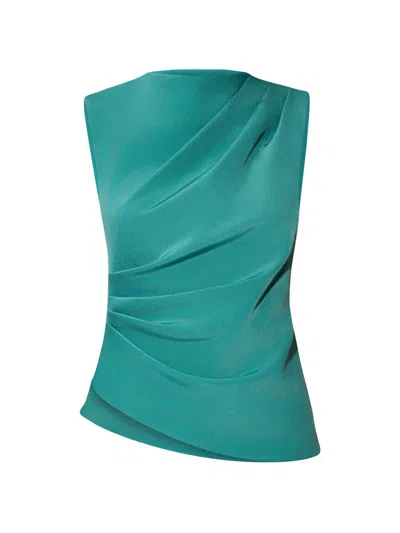 Tia Dorraine Women's Green / Blue Sleeveless Pleated Top - Turquoise In Multi