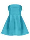 Tia Dorraine Women's Green / Blue Wild Flower Flared Satin Mini Dress - Turquoise