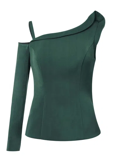Tia Dorraine Women's Green Emerald Dream One-shoulder Asymmetric Top