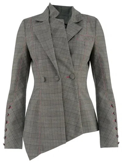 Tia Dorraine Women's Grey Get Down To Business Asymmetric Blazer In Grey/pink/purple