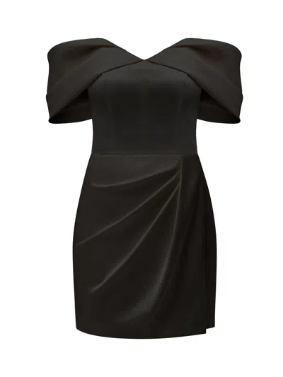 Tia Dorraine Women's Heavenly Kissed Draped Satin Mini Dress, Black