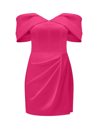 Tia Dorraine Women's Heavenly Kissed Draped Satin Mini Dress, Hot Pink