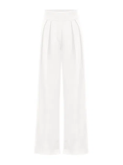 Tia Dorraine Women's High-waist Wide-leg Trousers - Pearl White