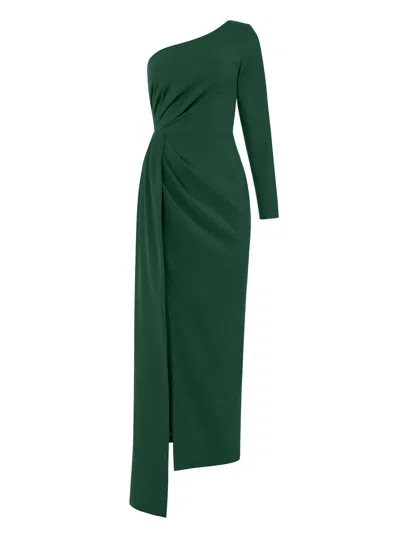 Tia Dorraine Women's Iconic Glamour Draped Long Dress Dark Green