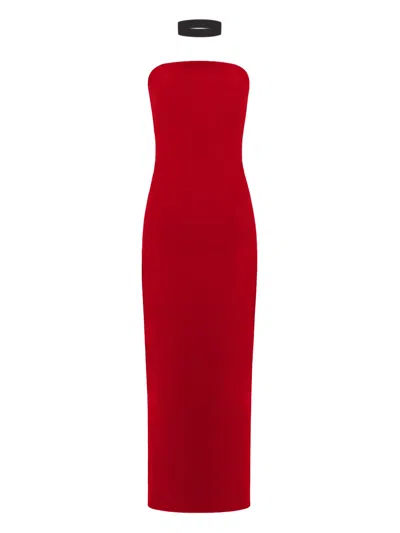 Tia Dorraine Women's Kiss Me Fitted Bustier Midi Dress, Fierce Red