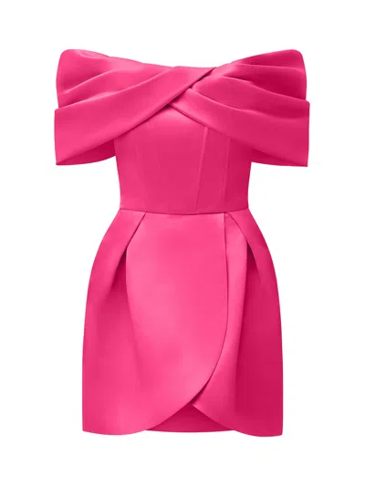 Tia Dorraine Women's Love In Bloom Off-shoulder Mini Dress, Hot Pink