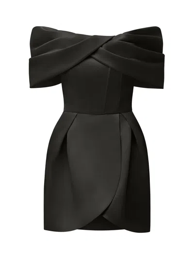 Tia Dorraine Women's Love In Bloom Off-shoulder Mini Dress Black