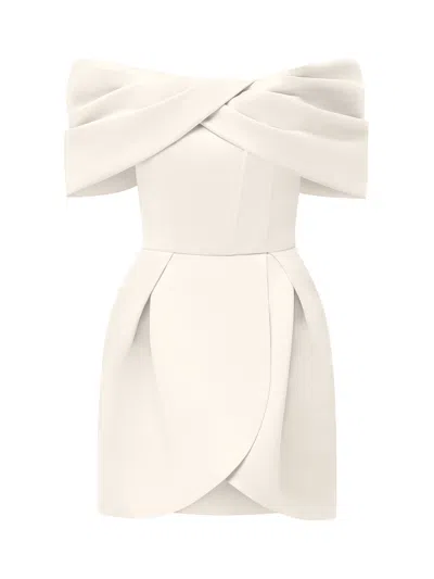 Tia Dorraine Women's Love In Bloom Off-shoulder Mini Dress Pearl White