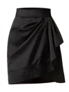 Tia Dorraine Women's Meet Me Tonight Draped Satin Skirt, Black In Black