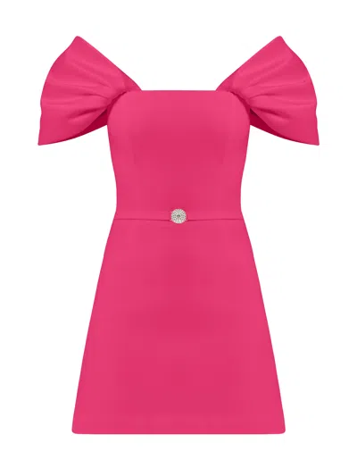Tia Dorraine Women's Mirage Crystal Ornament Mini Dress, Hot Pink