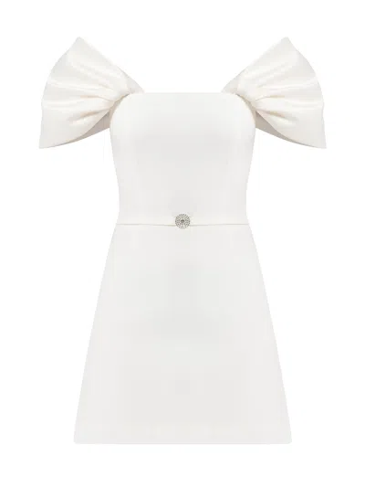 Tia Dorraine Women's Mirage Crystal Ornament Mini Dress – Pearl White