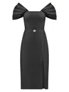 Tia Dorraine Women's Mirage Off-shoulder Midi Dress - Black In Black