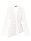 Tia Dorraine Women's Modern Power Asymmetric Tailored Blazer - Pearl White In White