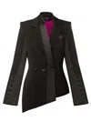 Tia Dorraine Women's Modern Power Asymmetric Tailored Blazer, Black In Black