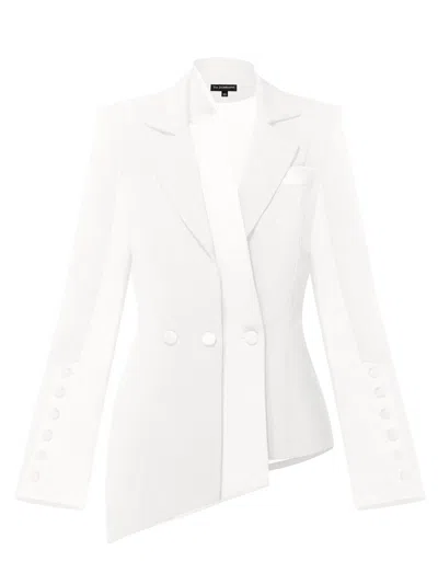 Tia Dorraine Women's Modern Power Asymmetric Tailored Blazer, Pearl White