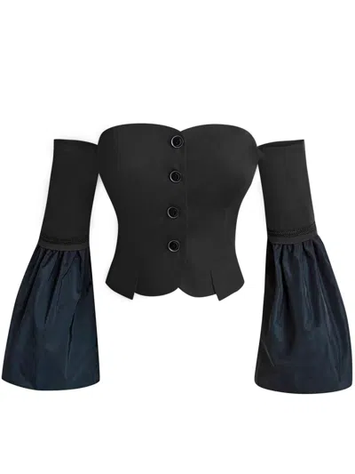 Tia Dorraine Women's Modern Power Black Bustier Top