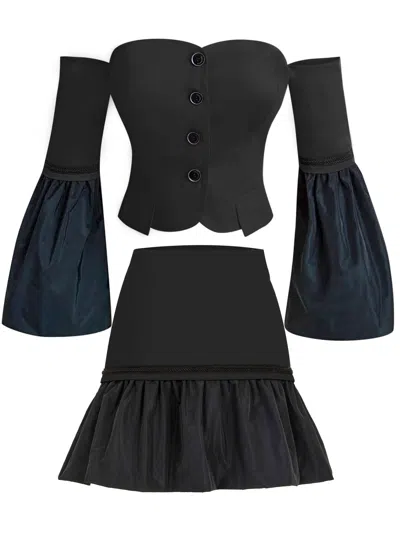 Tia Dorraine Women's Modern Power Black Two Piece Set