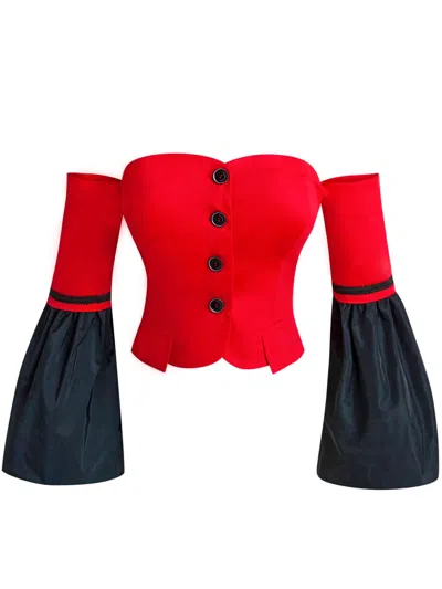 Tia Dorraine Women's Modern Power Red Bustier Top