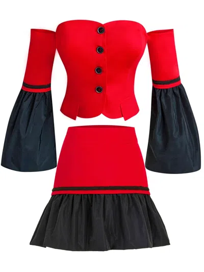 Tia Dorraine Women's Modern Power Red Two Piece Set