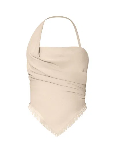 Tia Dorraine Women's Neutrals Open Back Draped Top In Linen - Beige In Sand