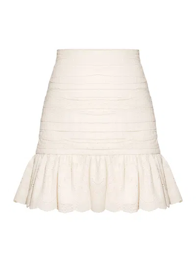 Tia Dorraine Women's Neutrals Ruched Mini Skirt In Cotton - Beige In Sand