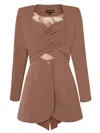 Tia Dorraine Women's Neutrals Sandstorm Cross Wrap Statement Blazer