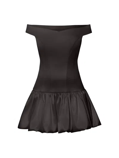 Tia Dorraine Women's Off-shoulders Satin Balloon Dress - Black
